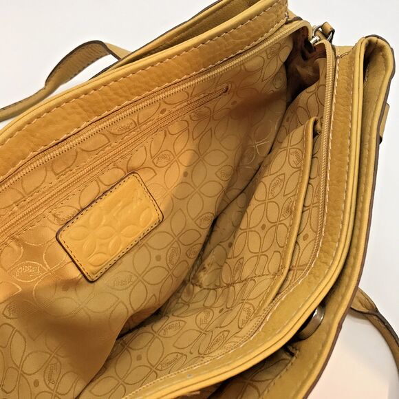 Vintage Fossil Mustard Pebbled Leather Shoulder Bag with Key ZB9961 Authentic - Picture 10 of 11